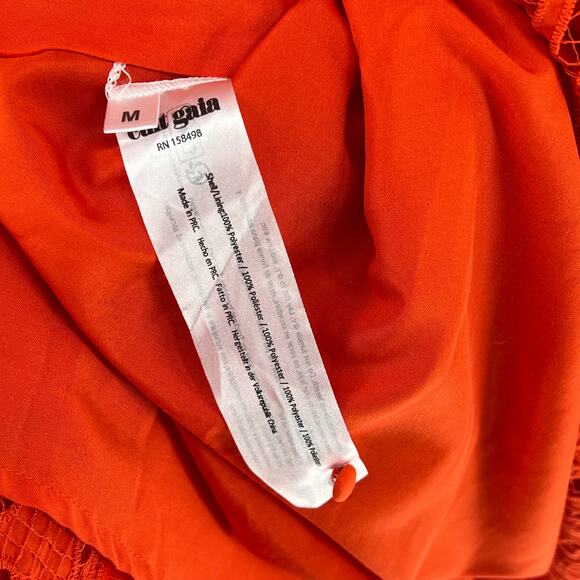 Cult Gaia Willow Guipure Lace Midi Dress Red Madeira Puff Sleeve Size M - Picture 5 of 7